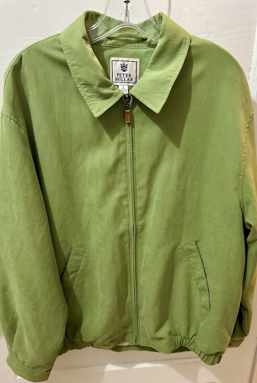 Peter Millar Men’s Golf Jacket Green Full Zipper Size L Large